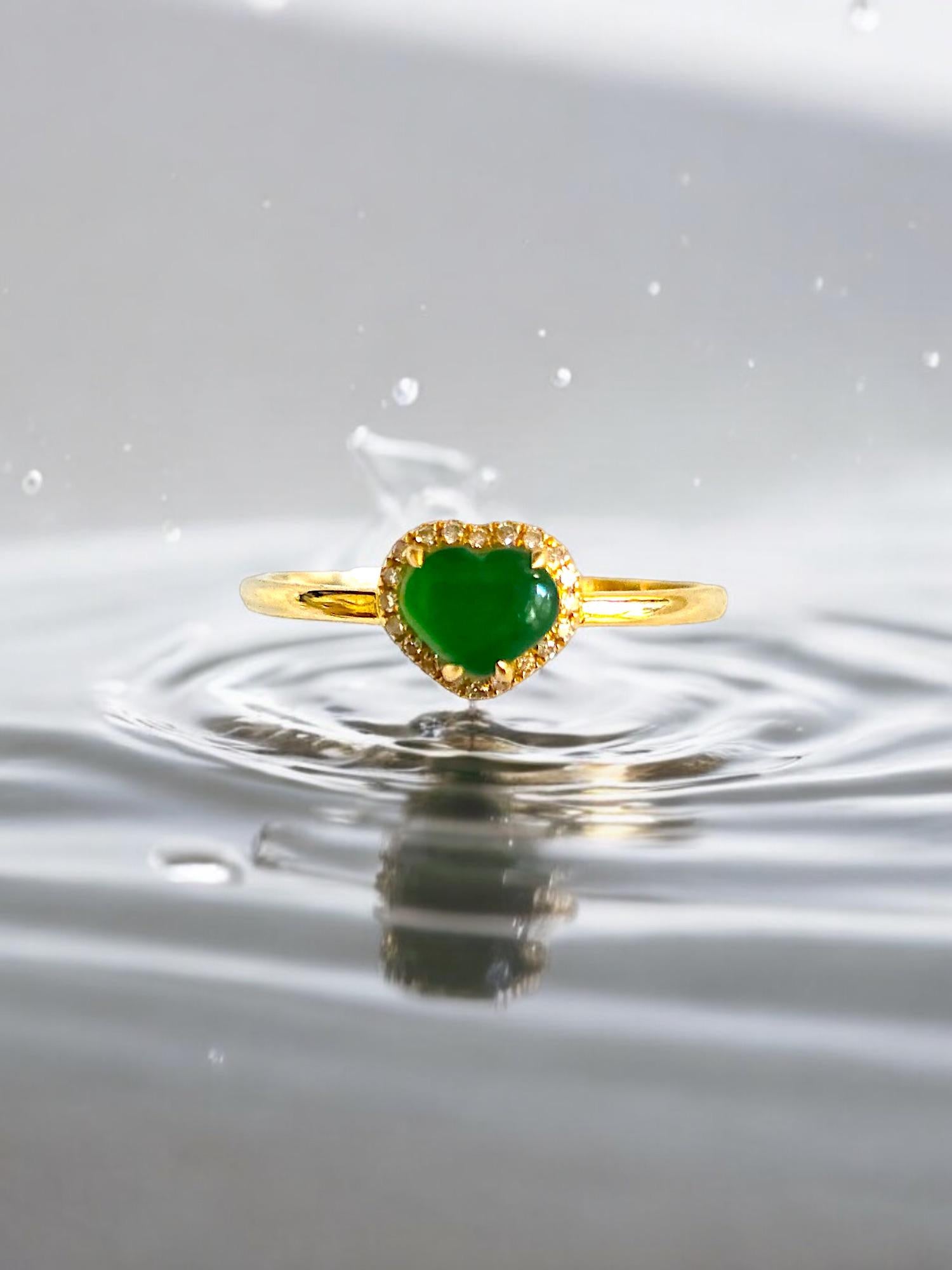 Bague cocktail birmane impériale certifiée A-Jade (diamants et or jaune 18 carats) en vente 7