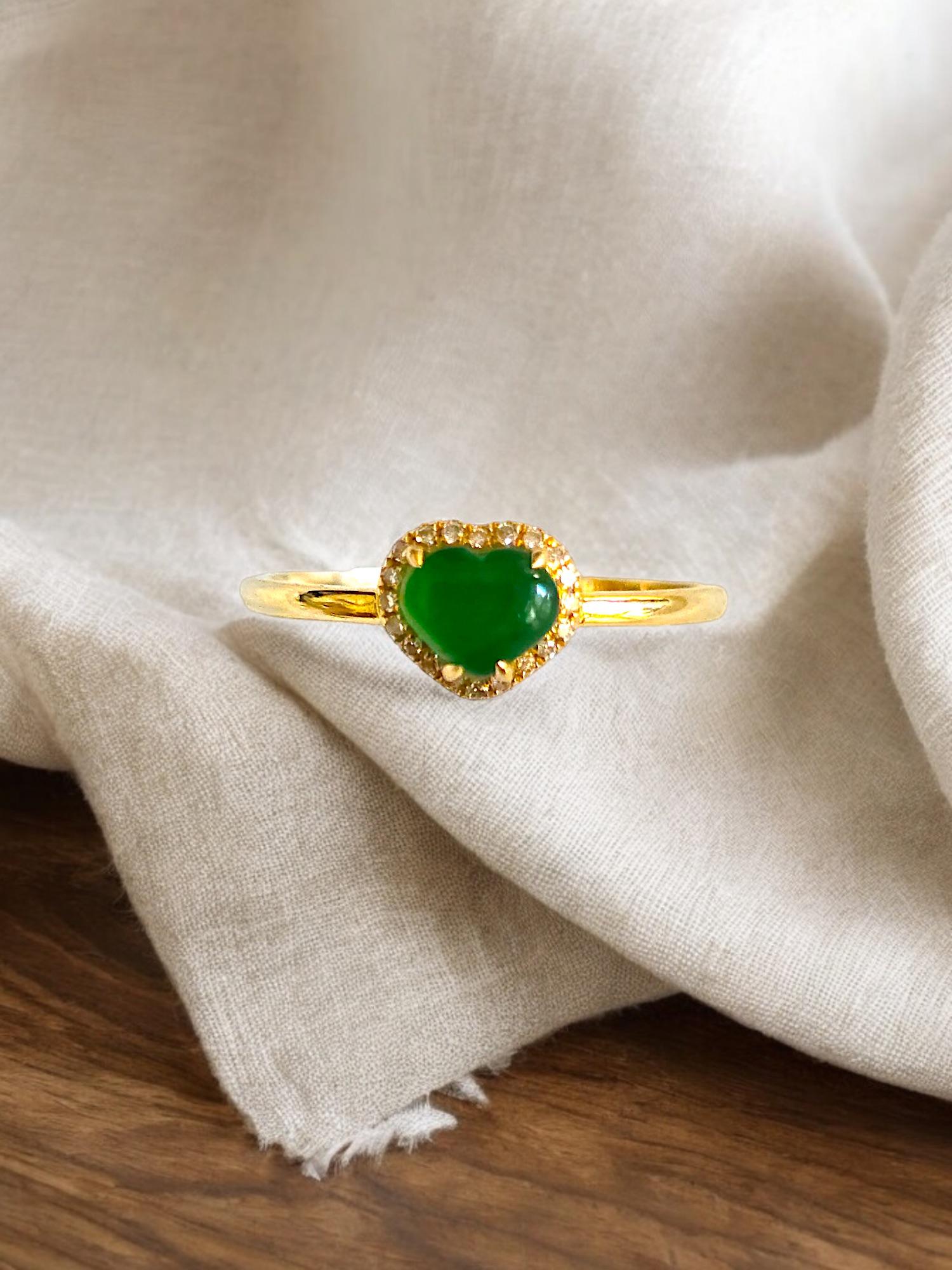 Bague cocktail birmane impériale certifiée A-Jade (diamants et or jaune 18 carats) en vente 8