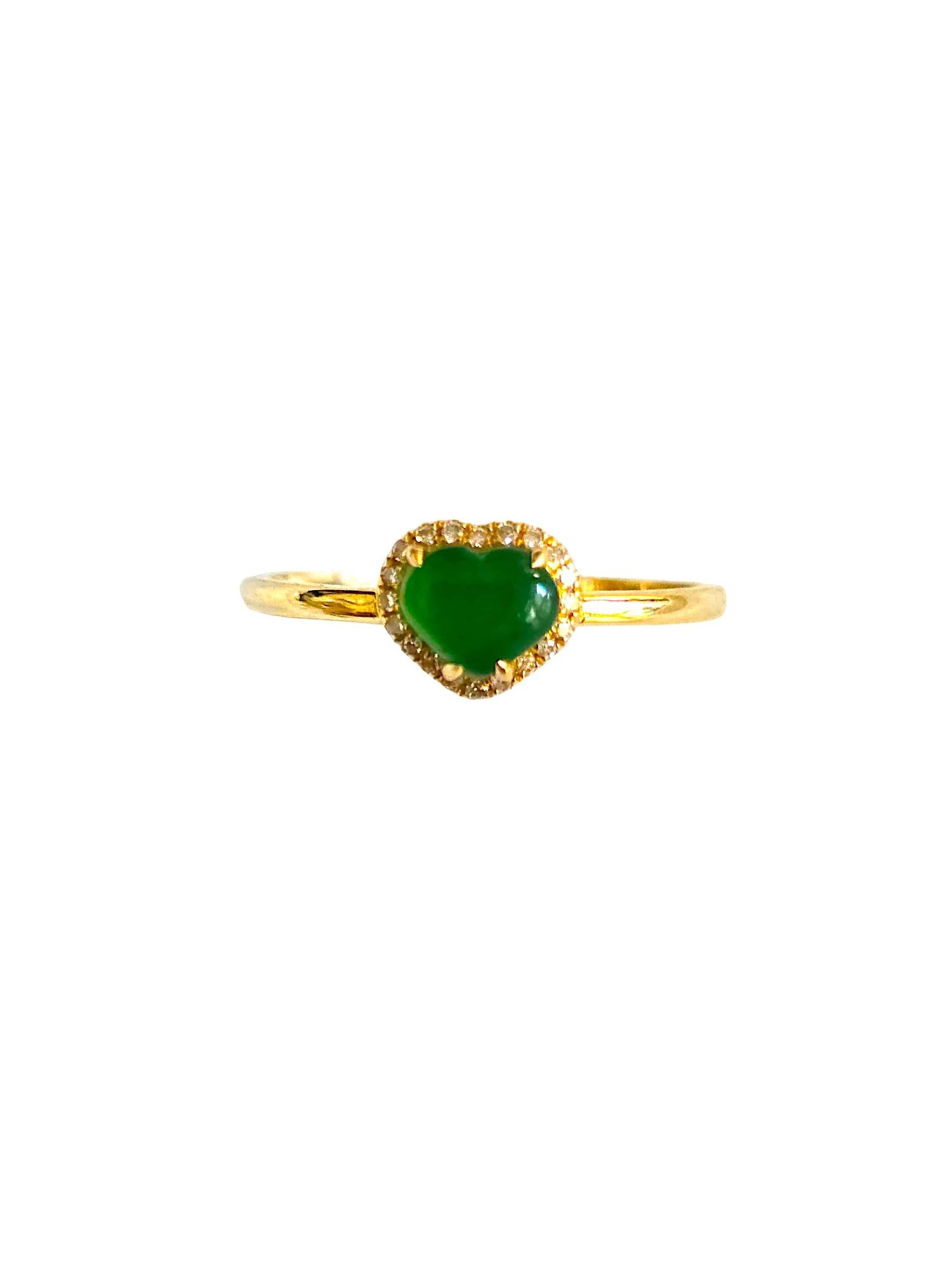 Bague cocktail birmane impériale certifiée A-Jade (diamants et or jaune 18 carats) en vente 9