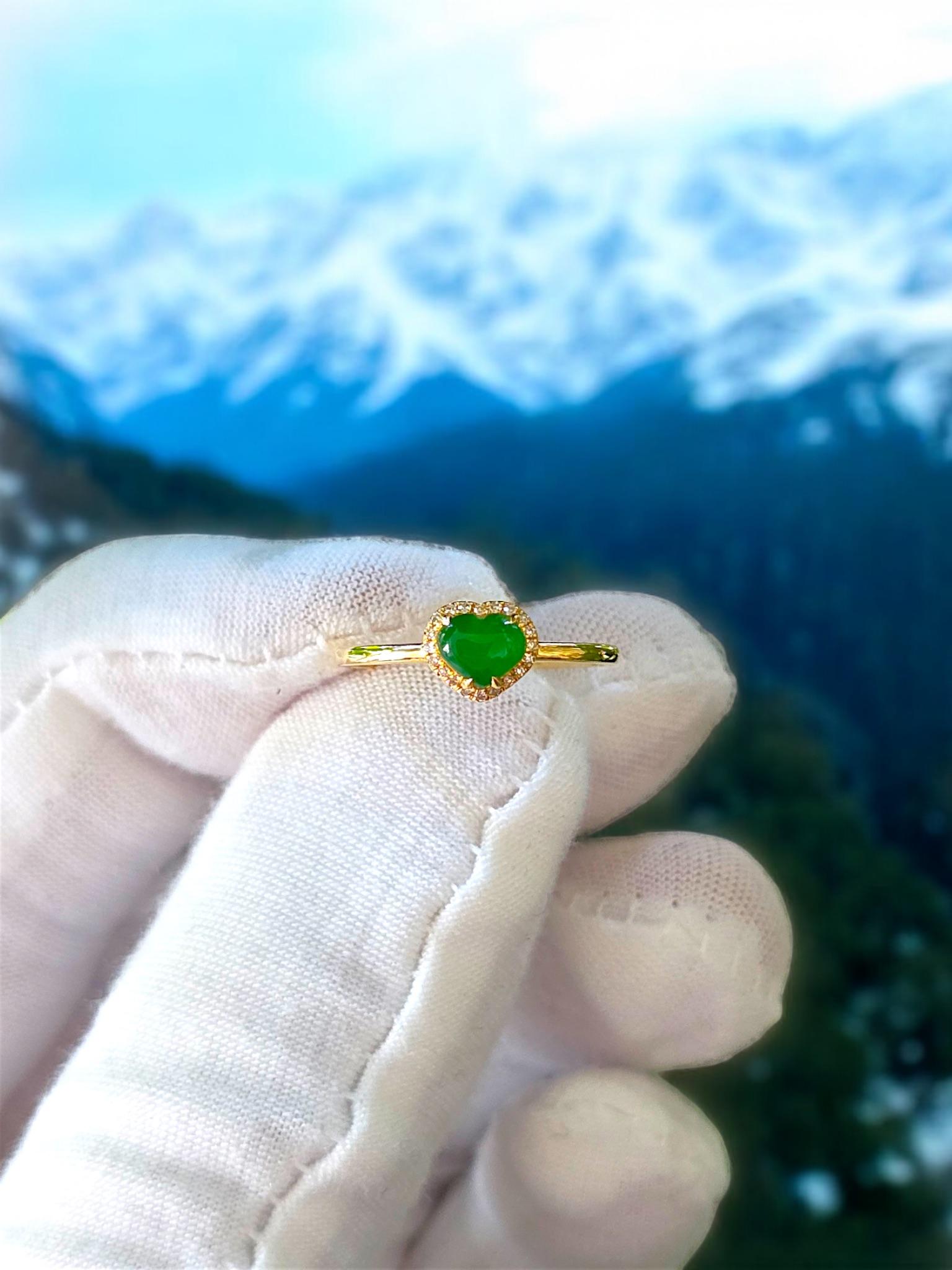 Bague cocktail birmane impériale certifiée A-Jade (diamants et or jaune 18 carats) en vente 4