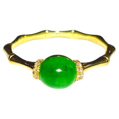Certified Imperial Burmese A-Jade Cocktail Ring (Diamonds and 18K Yellow Gold)