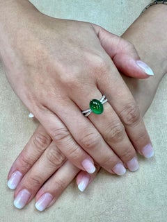 Certified Imperial Green Jade & Diamond Cocktail Ring. Best Of The Best.