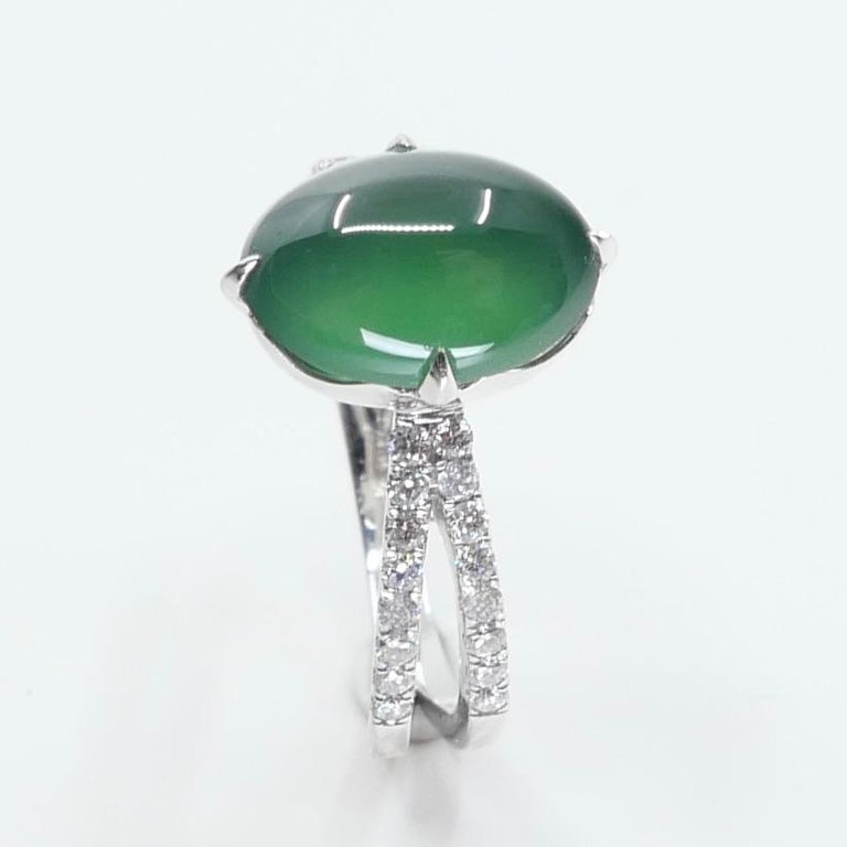 Certified Imperial Green Jade and Diamond Cocktail Ring. Best Of The Best.  For Sale at 1stDibs | imperial jade, jennie diamond ring camera, modern jade  ring design