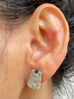 Certified Imperial & Icy Jade Diamond Gummy Bear Earrings, Great for Kids