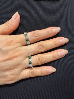 Certified Imperial Jade & Diamond 7 Stone. Ring. Imperial Green. Supreme Glow!