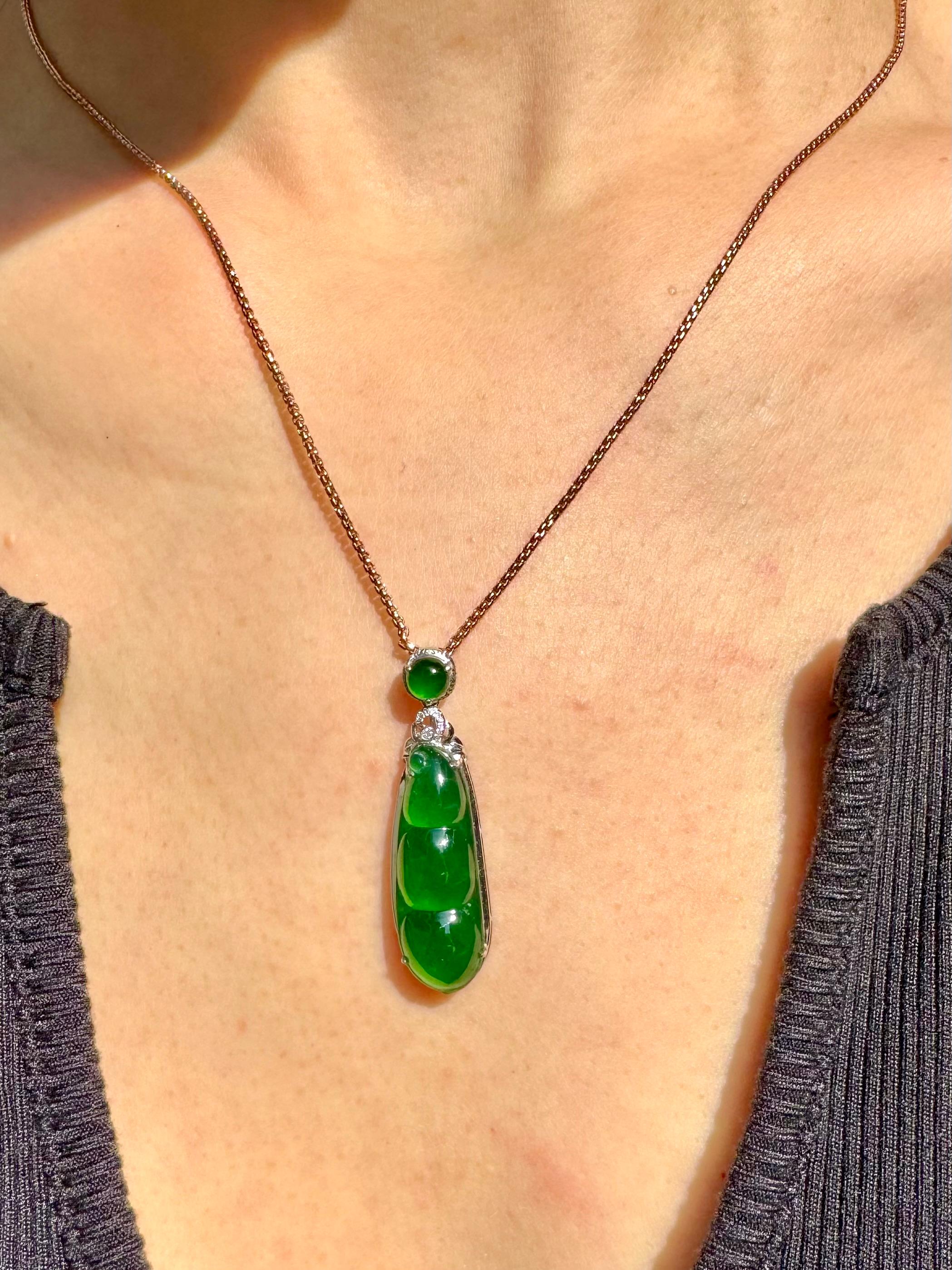 Please check out the HD video. This icy imperial Jadeite jade pendant is certified to be natural and without any treatments. To qualify as true imperial jade, it must have BOTH strong saturations of vivid green color AND a very high degree of