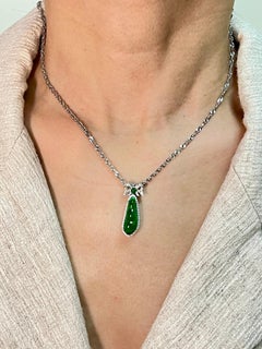 Certified Imperial Jade, Pearl, Diamond Pendant / Brooch, Wear 5 Different Ways