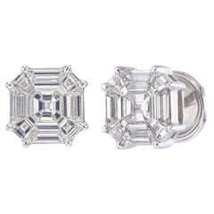 Pendiente de diamante Piecut cara arriba de 15 quilates con engaste invisible certificado