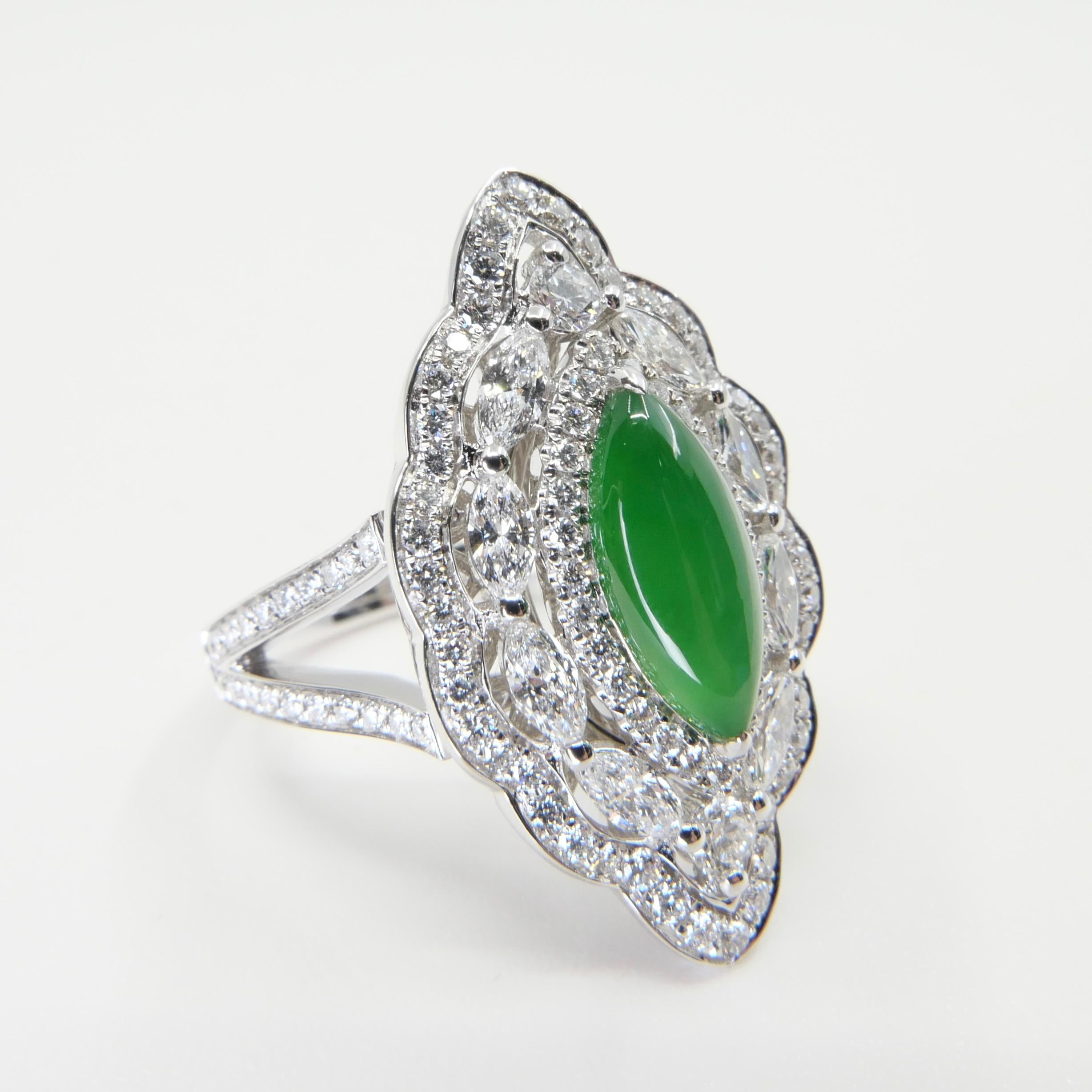 Ciondolo e anello di giada e diamanti certificati, Greene & Greene, Super Glow in vendita 7
