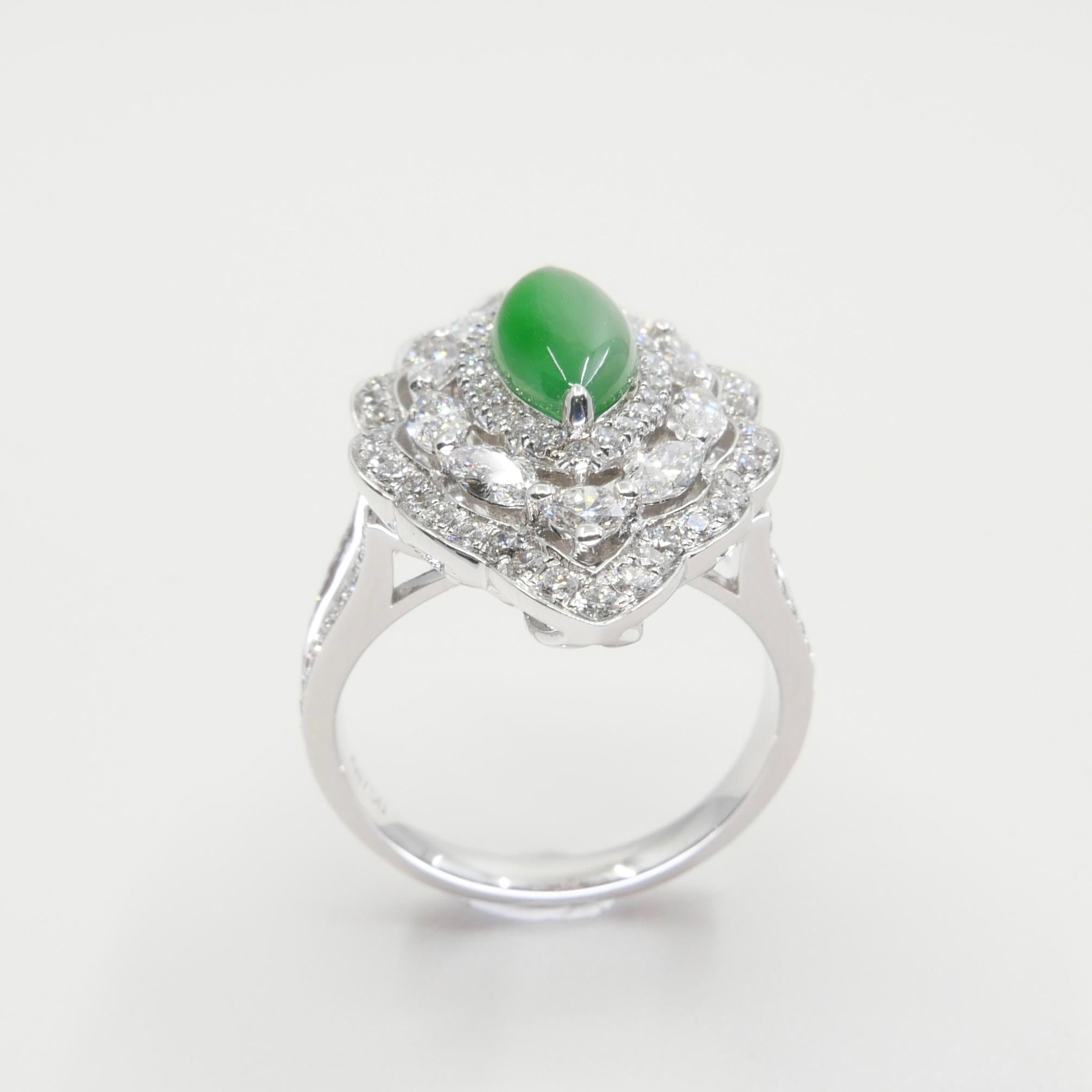 Ciondolo e anello di giada e diamanti certificati, Greene & Greene, Super Glow in vendita 14