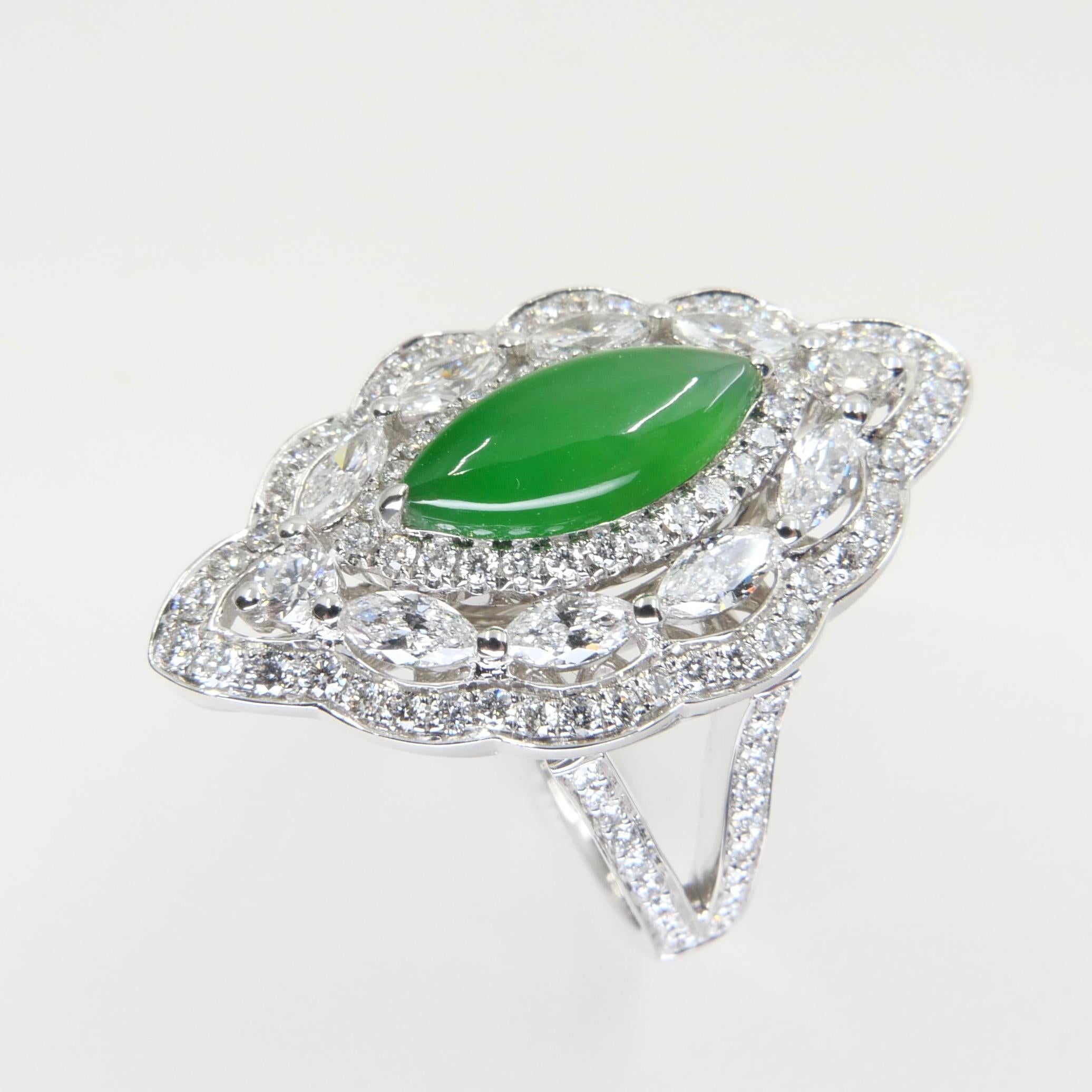 Donna Ciondolo e anello di giada e diamanti certificati, Greene & Greene, Super Glow in vendita