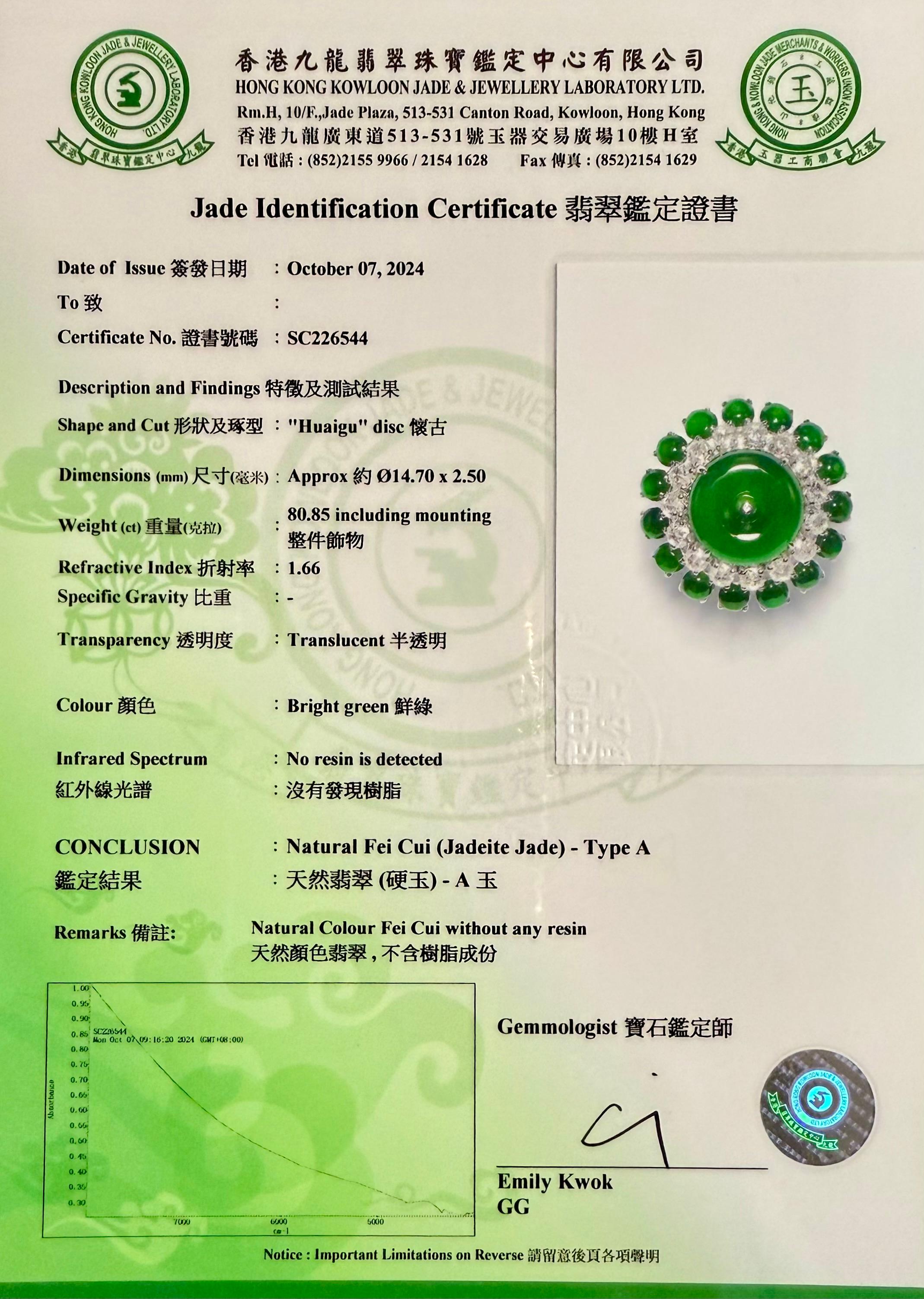 Certified Jade Rose Cut Diamond Ring & Pendant. Imperial Green Substantial Size! For Sale 16