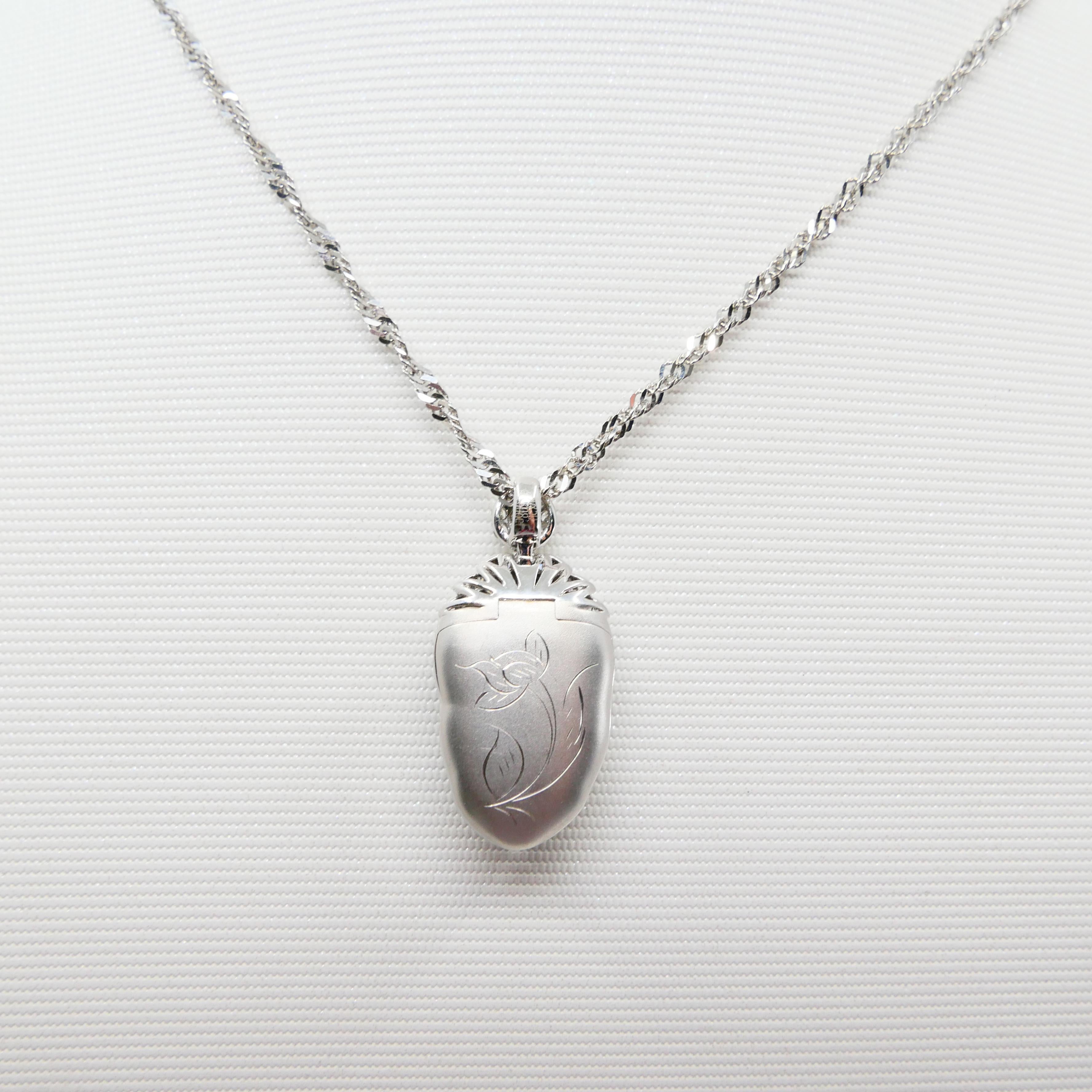 Zertifizierte Jadeit Jade und Diamant Anhänger Tropfenhalskette:: Imperial Green Jade 3