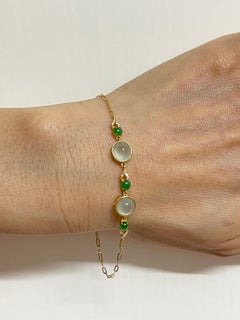 Certified Jadeite Jade Bracelet with Diamonds, Icy and Imperial Jade
