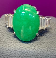 Certified Jadeite Jade and Diamond Solitaire Ring