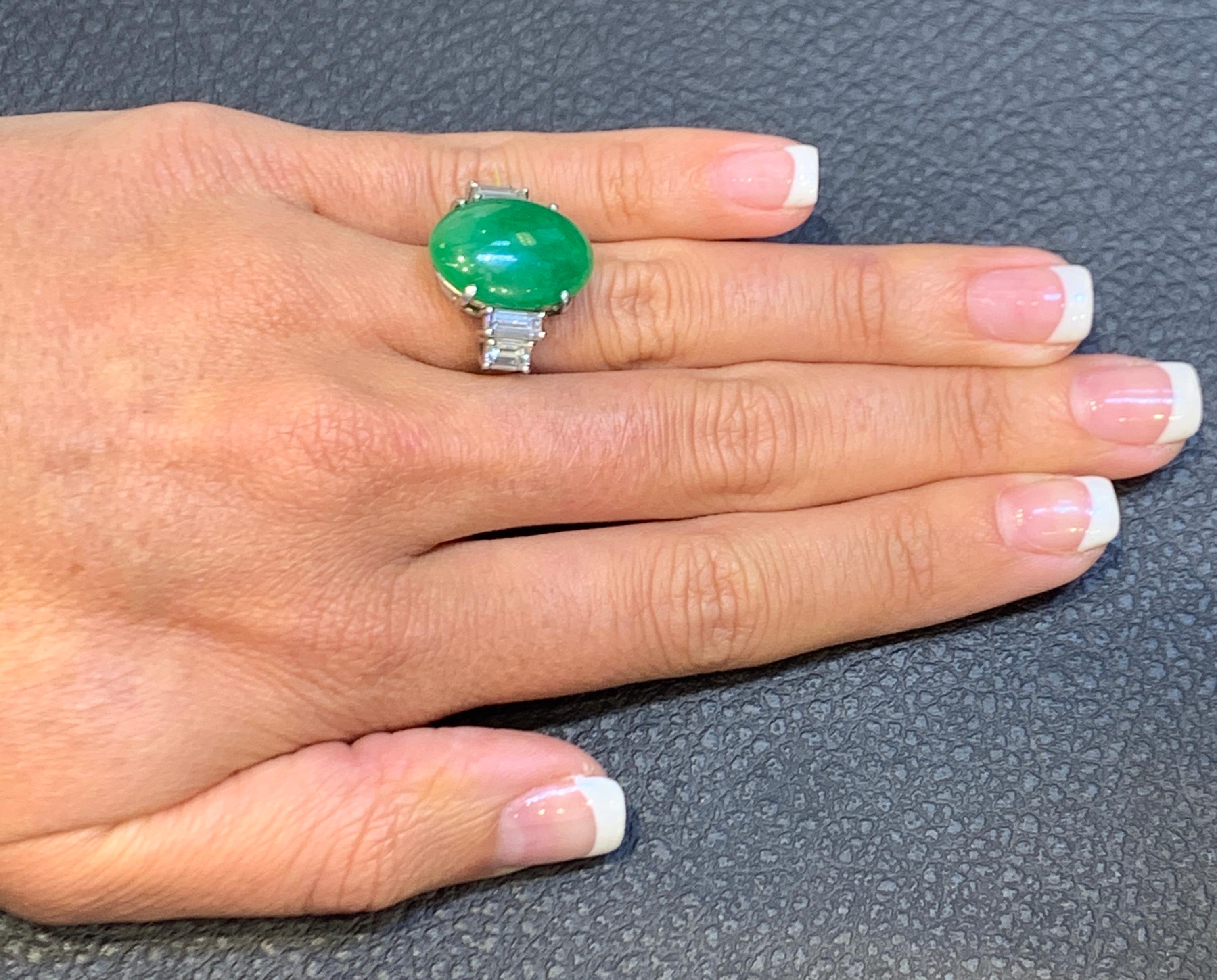 Certified Jadeite Jade and Diamond Solitaire Ring For Sale 4
