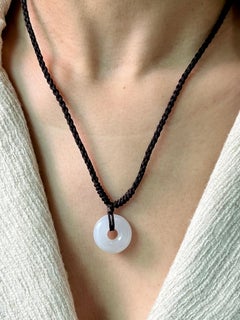 Certified Jadeite Jade Donut, Peace Buckle Pendant, Unusual Pure Color