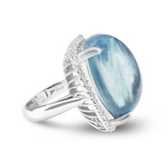 Certified Japan Lab 39.51 Carat Santa Maria Aquamarine 'Red Carpet' PT 900 Ring