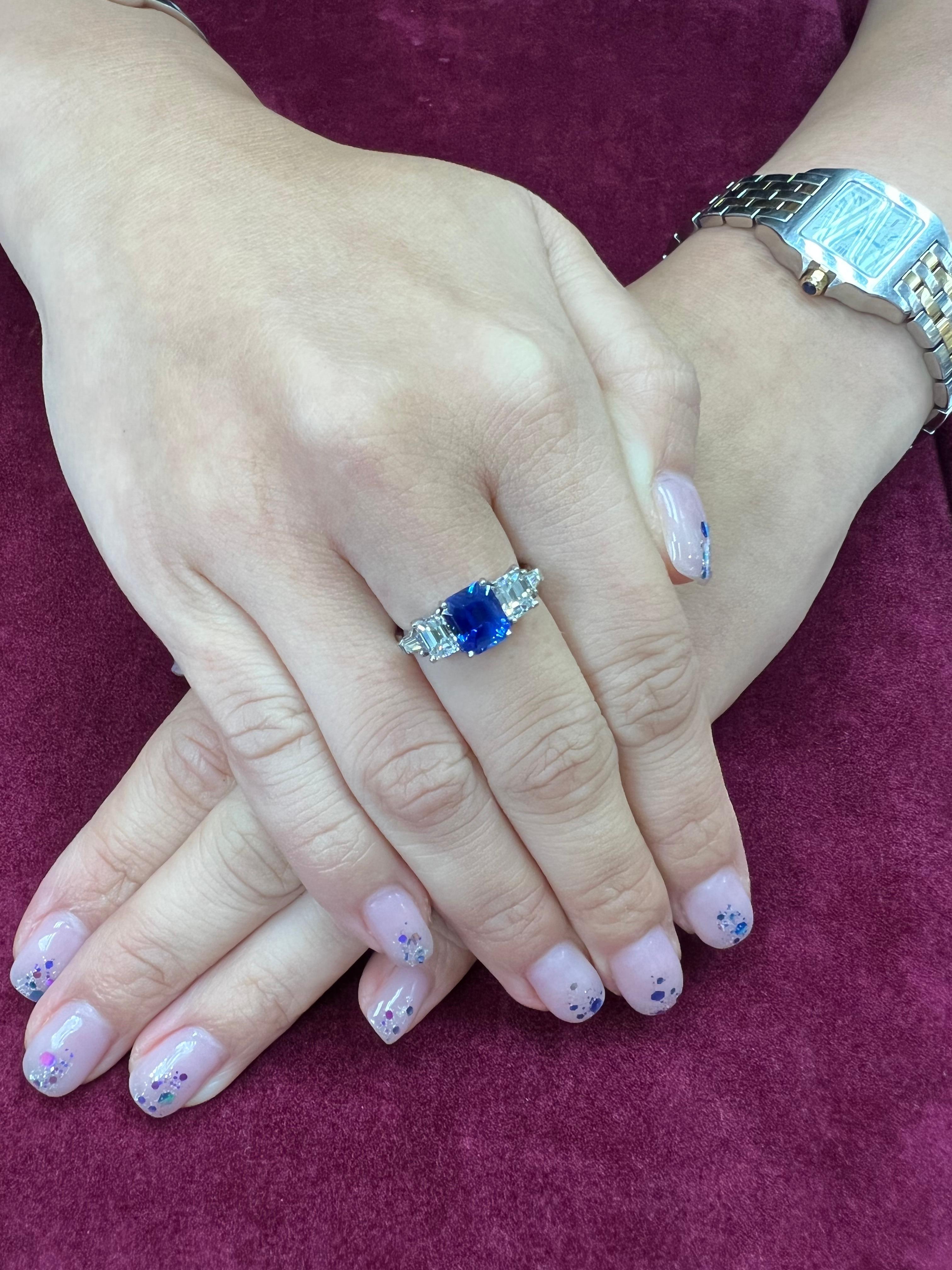 The HD video says it all! It does not get any better than this. Sapphires from the Kashmir region are considered the KING. They are the finest and most desirable sapphires in the world. The octagonal step cut Kashmir sapphire weights 1.96cts with a