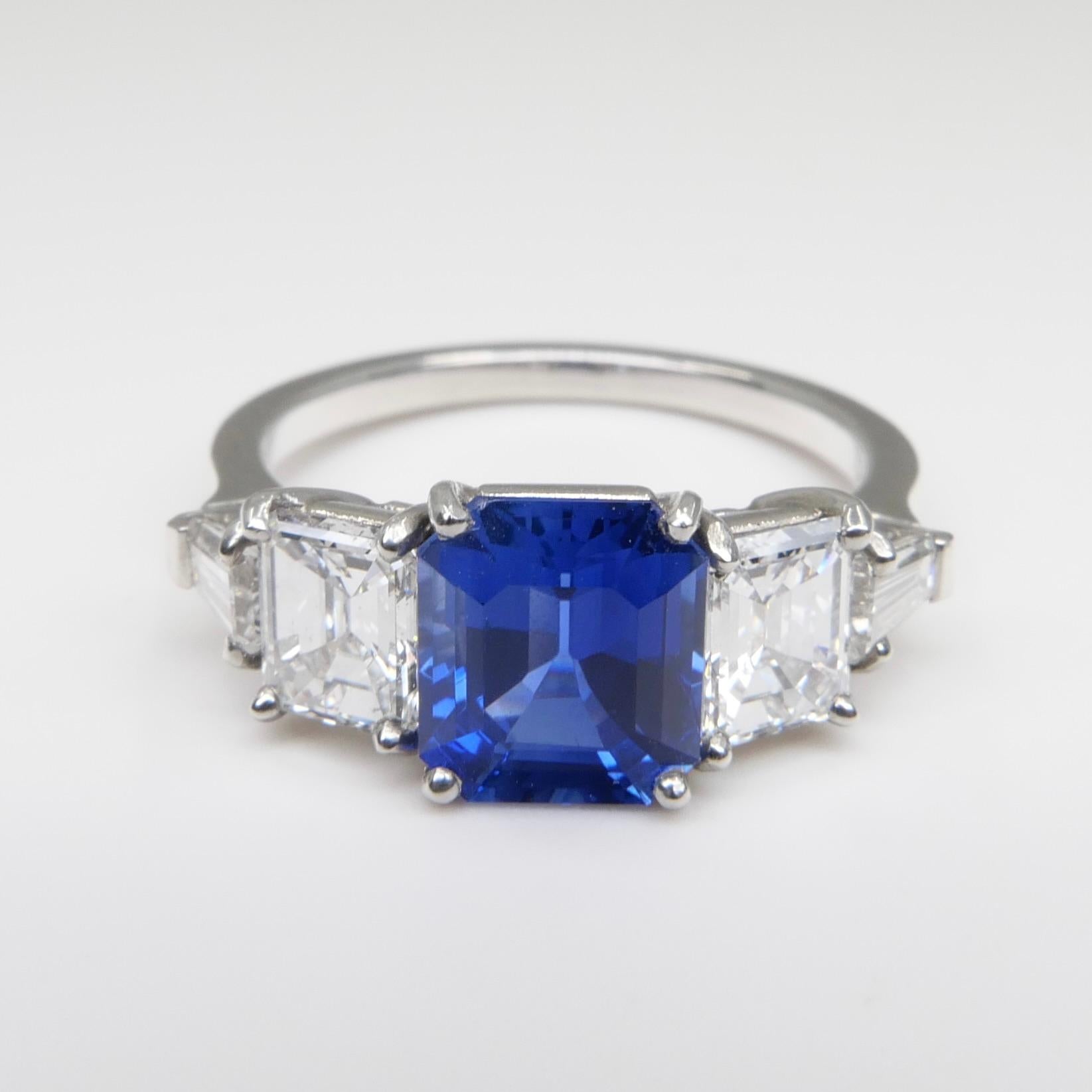 Certified Kashmir No Heat Sapphire & Diamond Ring, SSEF & Gubelin Labs In New Condition In Hong Kong, HK