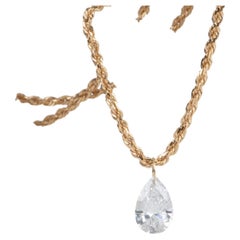 Certified Lab Diamond Necklace Charm Pendant Half and One-Carat 14K Gold R4616