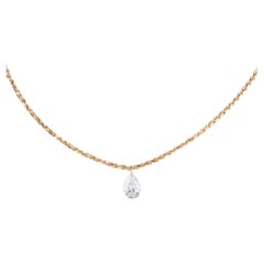 Certified Lab Diamond Necklace Charm Pendant Half and One-Carat 14K Gold R4616