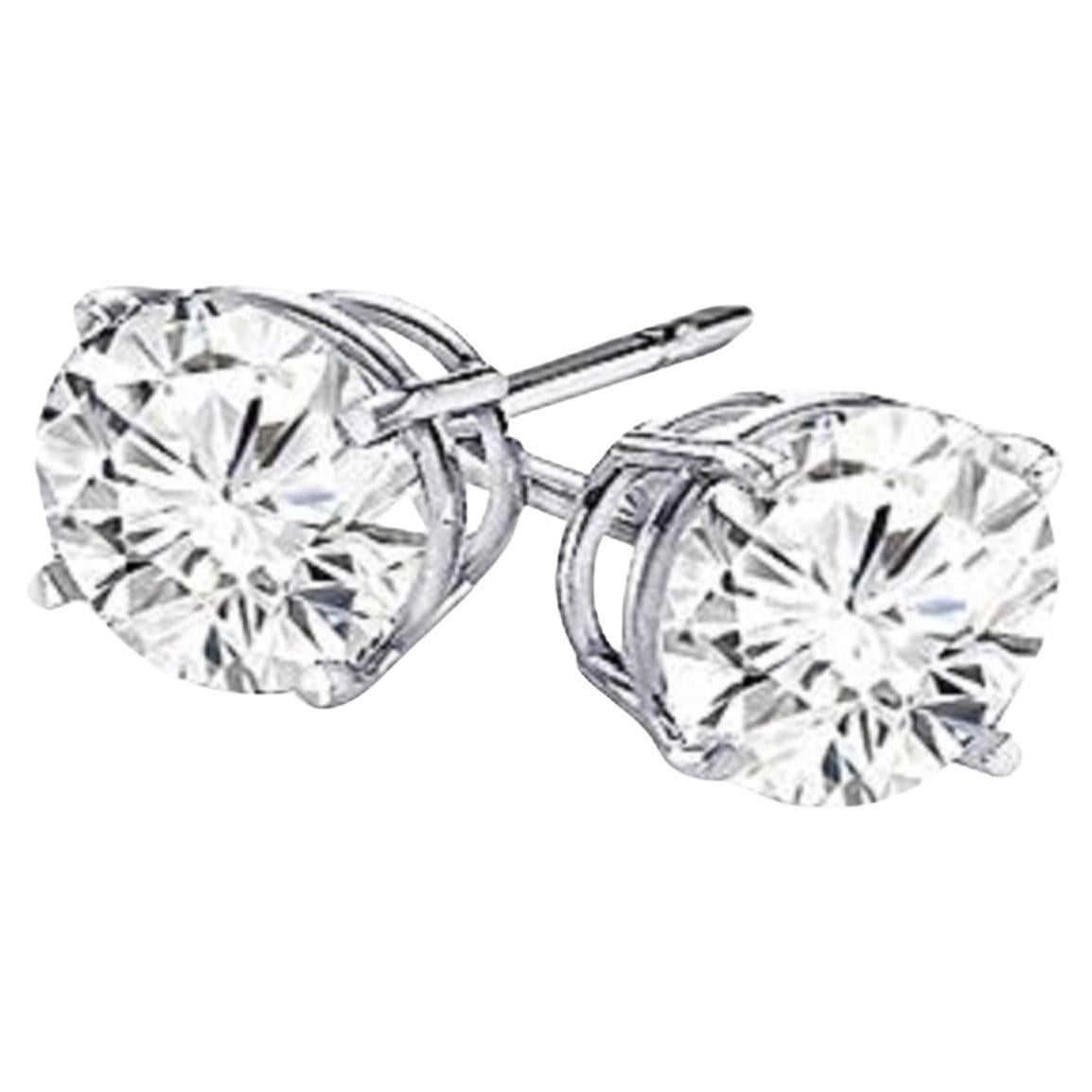 Certified Lab Round Cut 1.50 - 4.00 Carat Diamond 4-prong Stud Earrings / F, VS2 For Sale