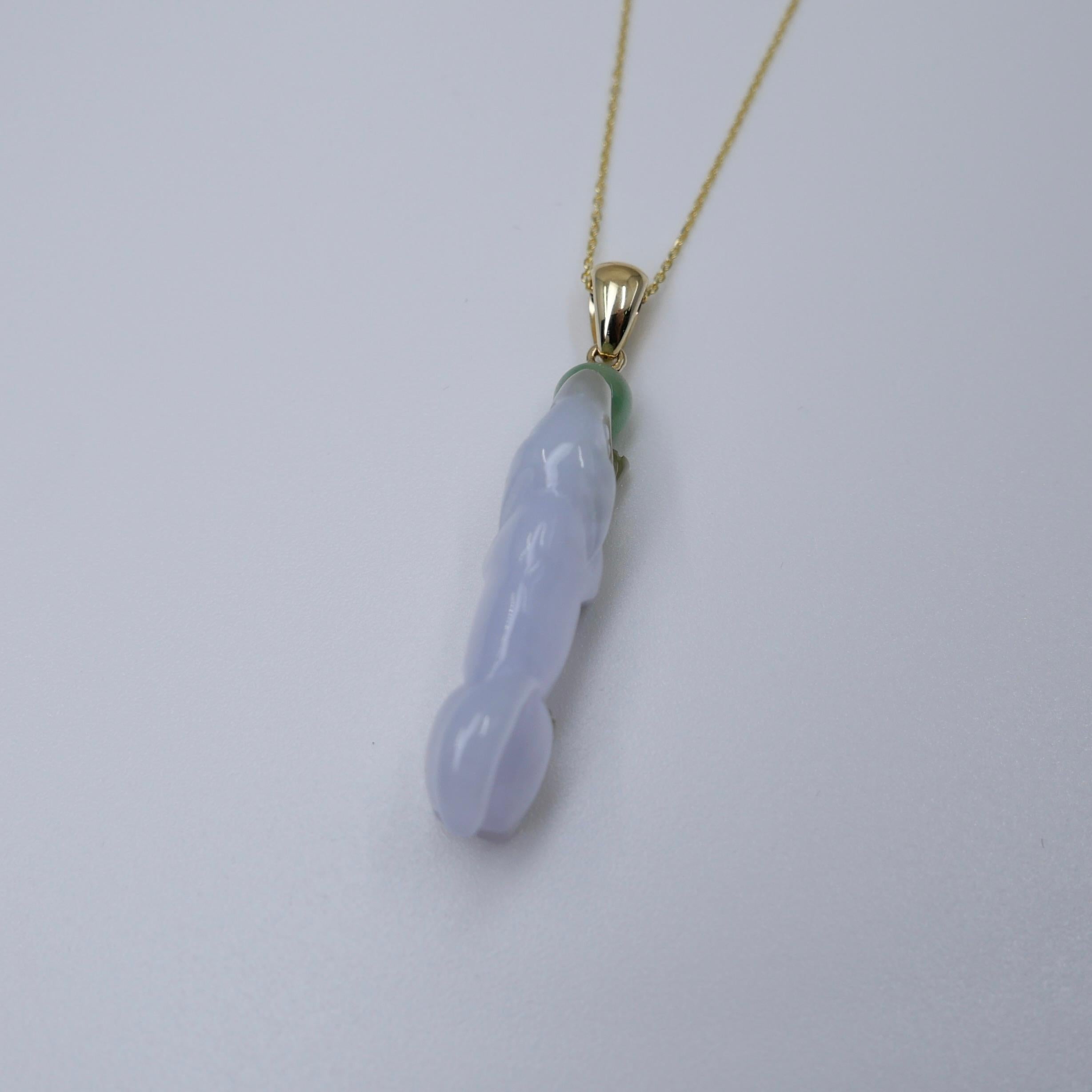 Zertifizierter 30 mm x 12 mm Doggy-Anhänger aus lavendelfarbener Jade. Glückshund-Anhänger! im Angebot 11