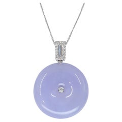 Certified Lavender Jade & Diamond Peace Buckle Pendant. Peace & Luck To Wearer