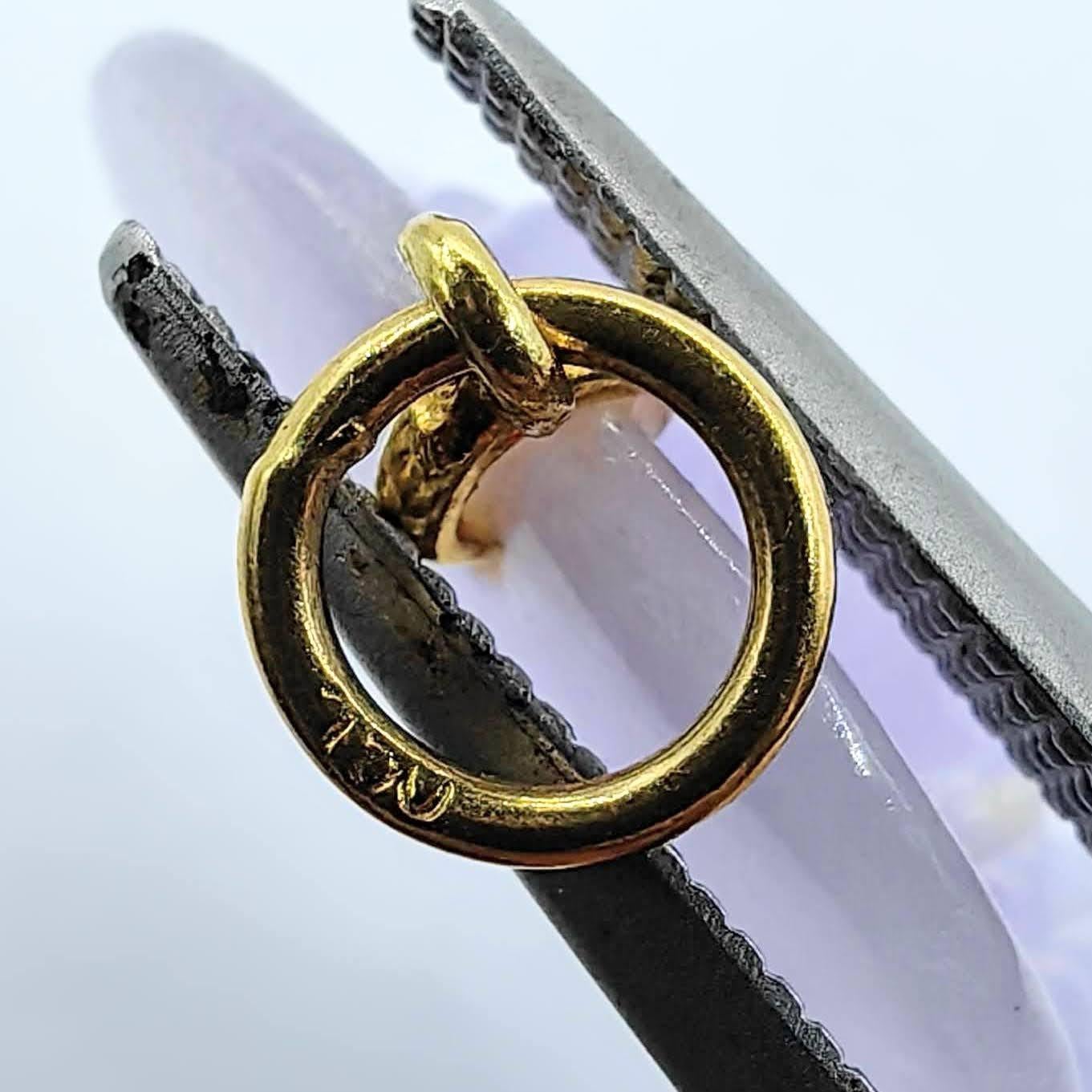 Certified Lavender Jadeite Jade Laughing Buddha Carved Pendant 18K Yellow Gold en vente 3