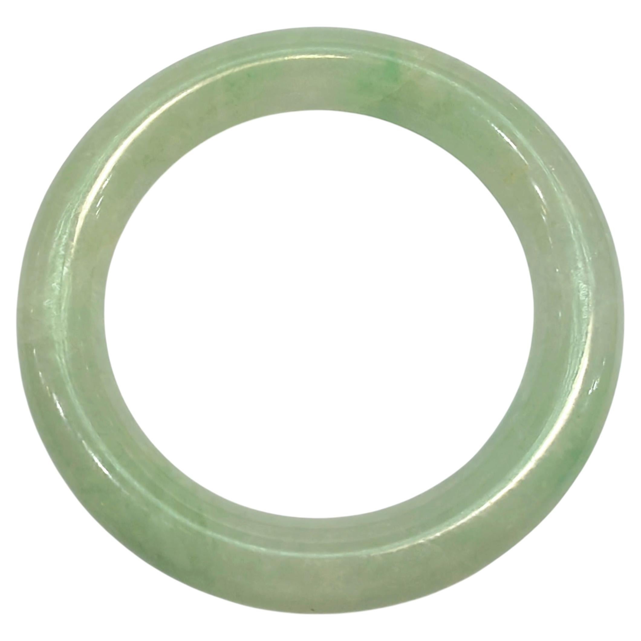 Certified Light Green Powdery 粉 Genuine Burmese Jadeite Classic Round Bangle