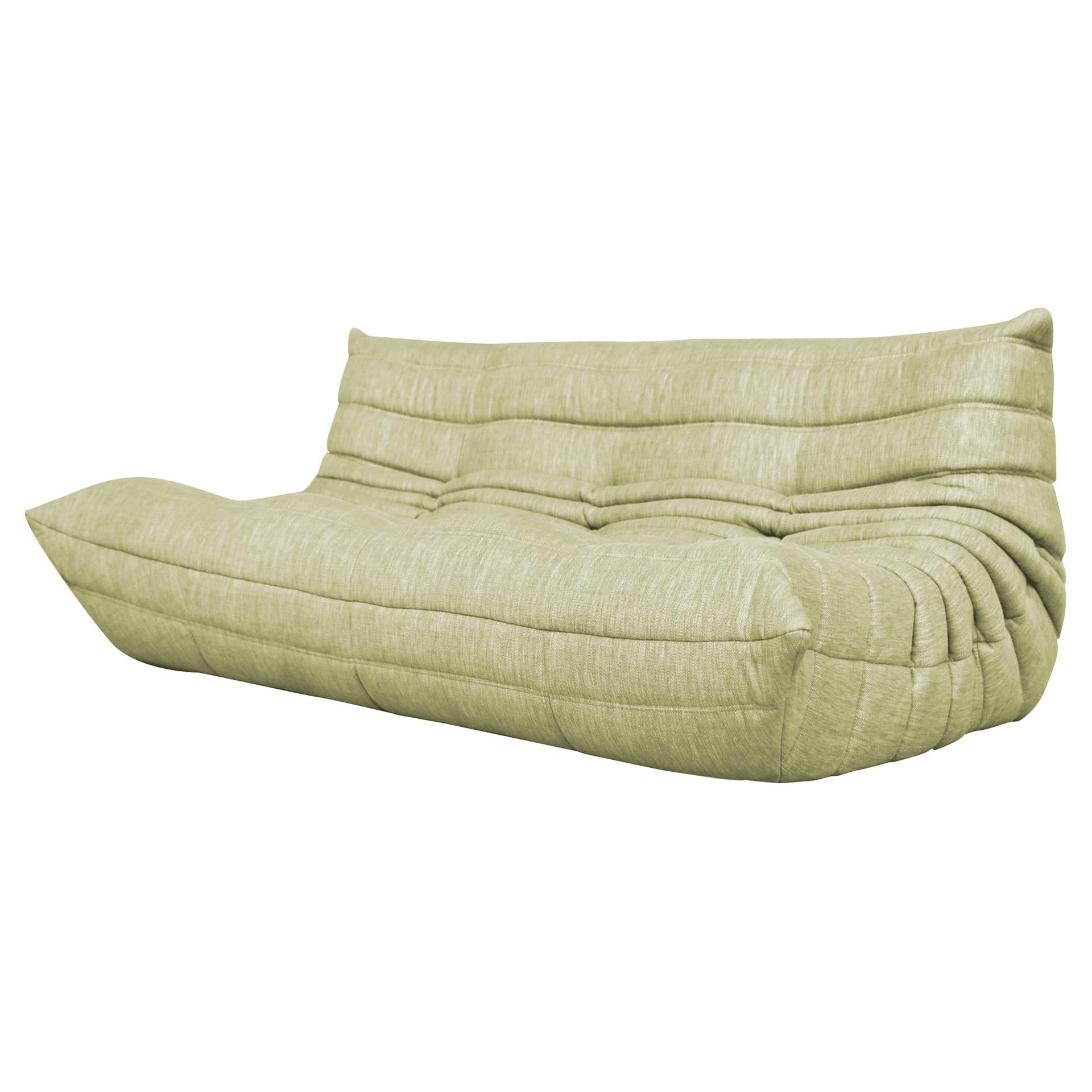 CERTIFIED Ligne Roset TOGO Large Settee in Durable Olive Fabric, DIAMOND QUALITY For Sale