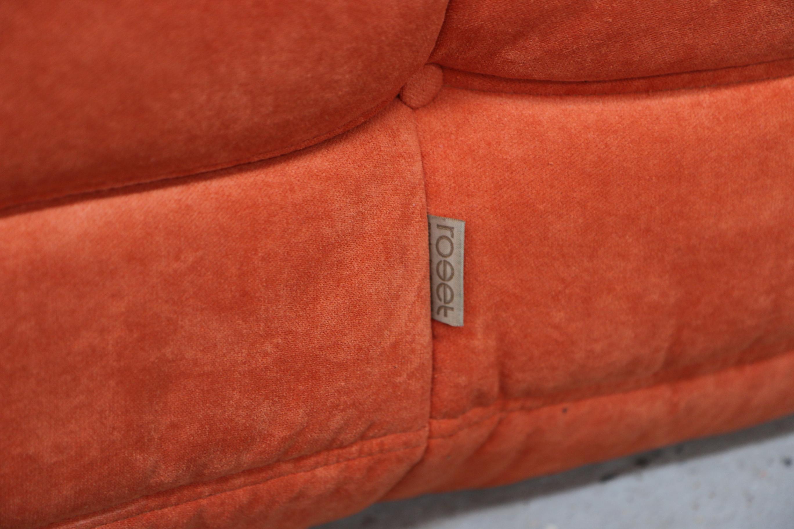 CERTIFIED  Ligne Roset TOGO 3-Seat in Free Stain Orange fabric, DIAMOND QUALITY For Sale 10