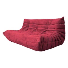 Retro CERTIFIED Ligne Roset TOGO 3-Seat in Stain Free Plum Fabric, DIAMOND QUALITY