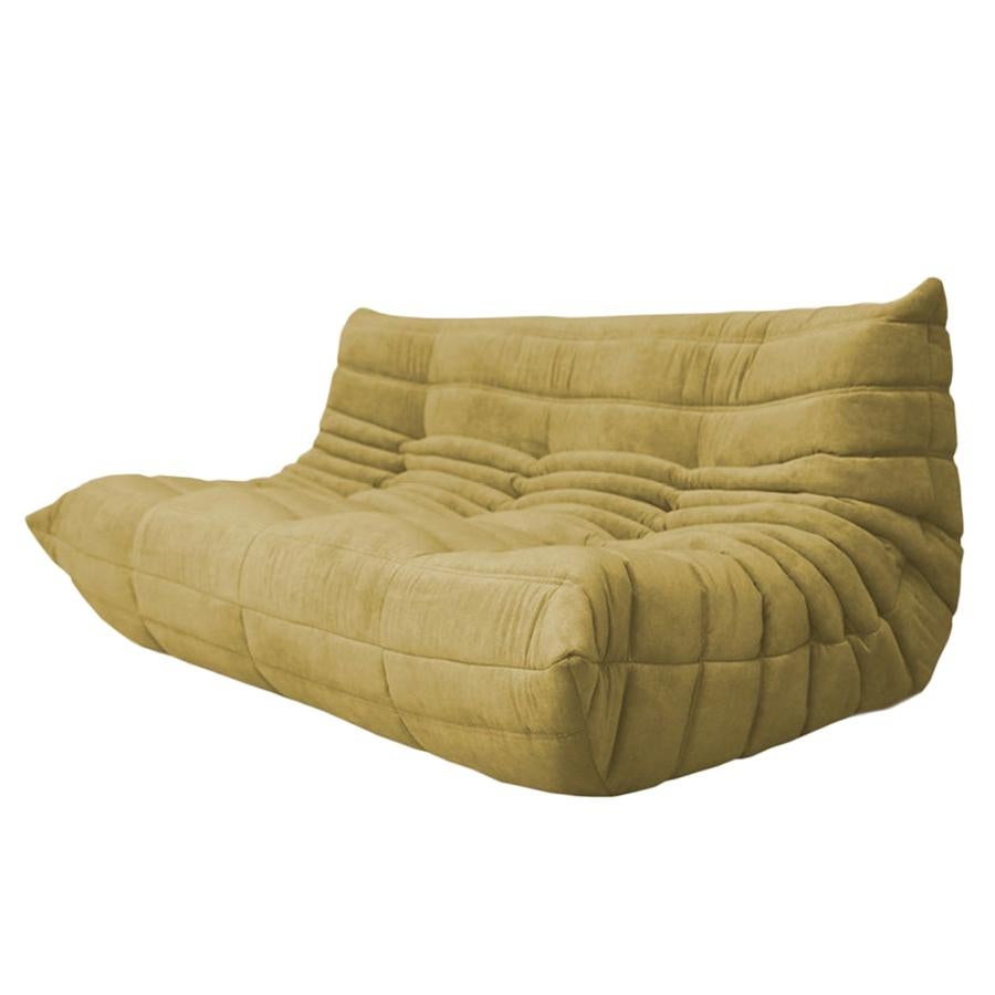 CERIFIED Ligne Roset TOGO 3-Seat in Stain Free Banana Fabric, DIAMOND QUALITY For Sale