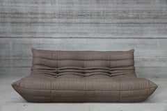 Certified Ligne Roset Togo 3-Seat in Stain Free Havana Fabric Diamond Quality