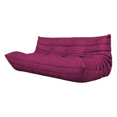 Retro CERTIFIED Ligne Roset TOGO 3-Seat in Stain Free Sangria Fabric, DIAMOND QUALITY