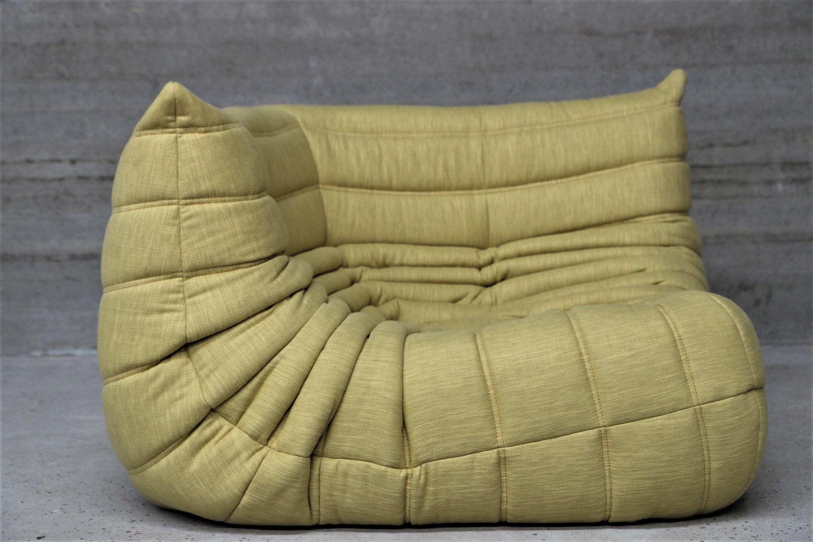 Late 20th Century CERTIFIED Ligne Roset TOGO Corner in Durable Chartreuse Fabric, DIAMOND QUALITY For Sale