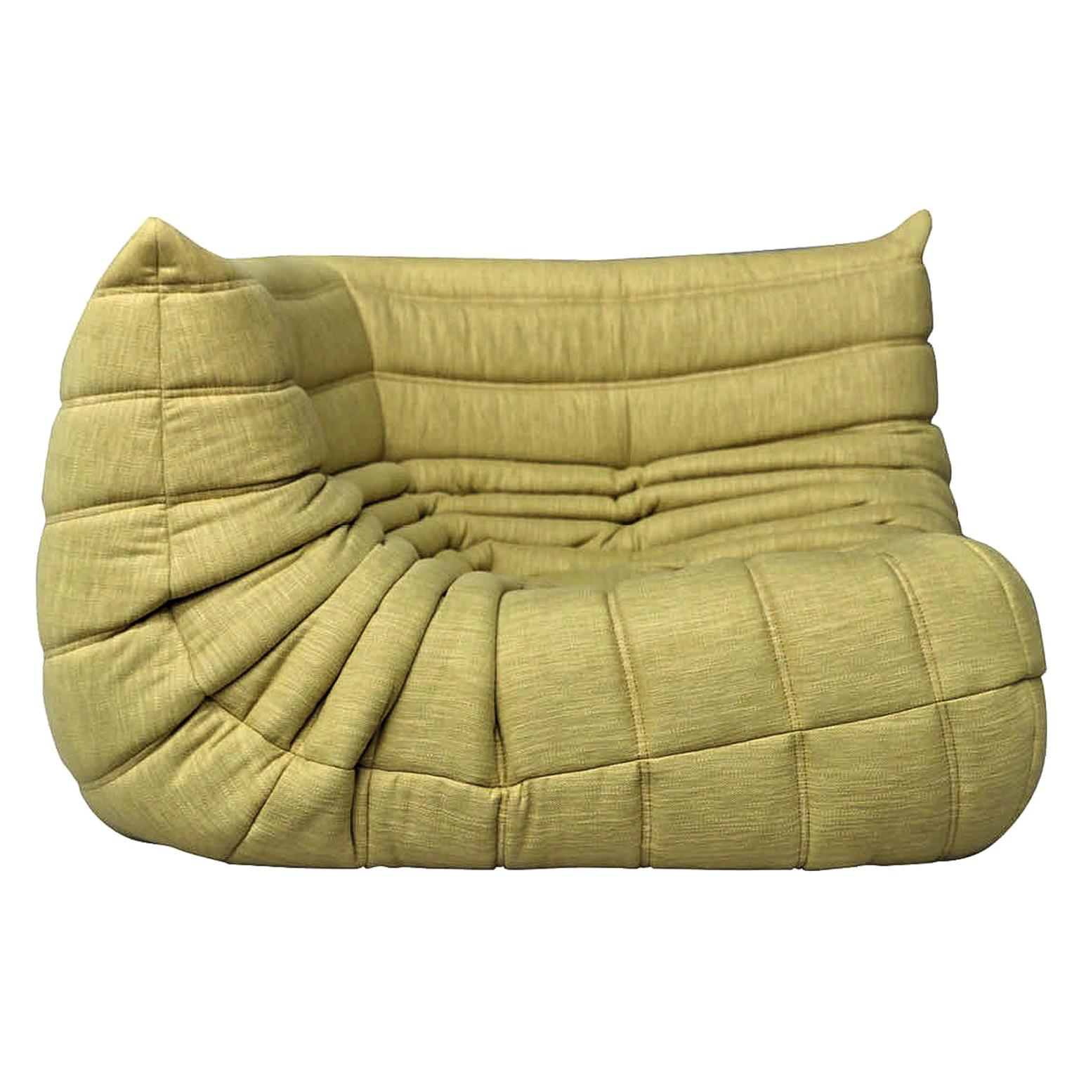 CERTIFIED Ligne Roset TOGO Corner in Durable Chartreuse Fabric, DIAMOND QUALITY For Sale