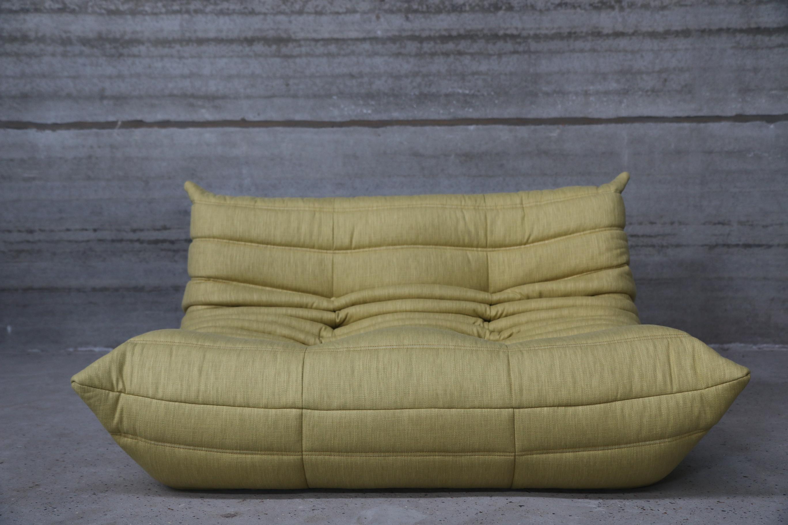 Iconic French vintage Loveseat, beautifully reupholstered in our brand new, stain free, washable and very durable Cordoba Chartreuse fabric.
Original genuine vintage 