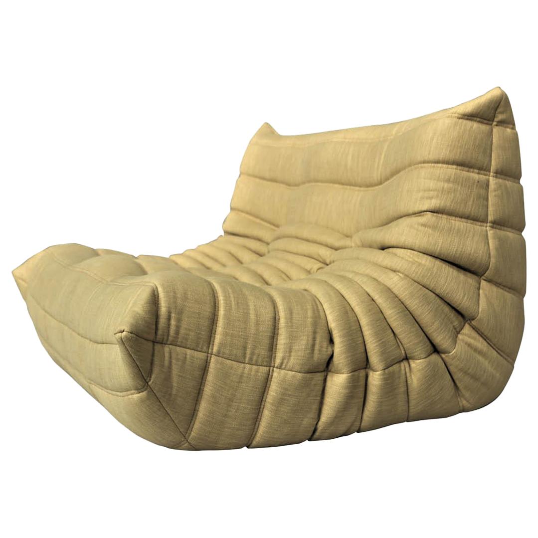 CERTIFIED Ligne Roset TOGO Loveseat in Durable Chartreuse Fabric DIAMOND QUALITY For Sale
