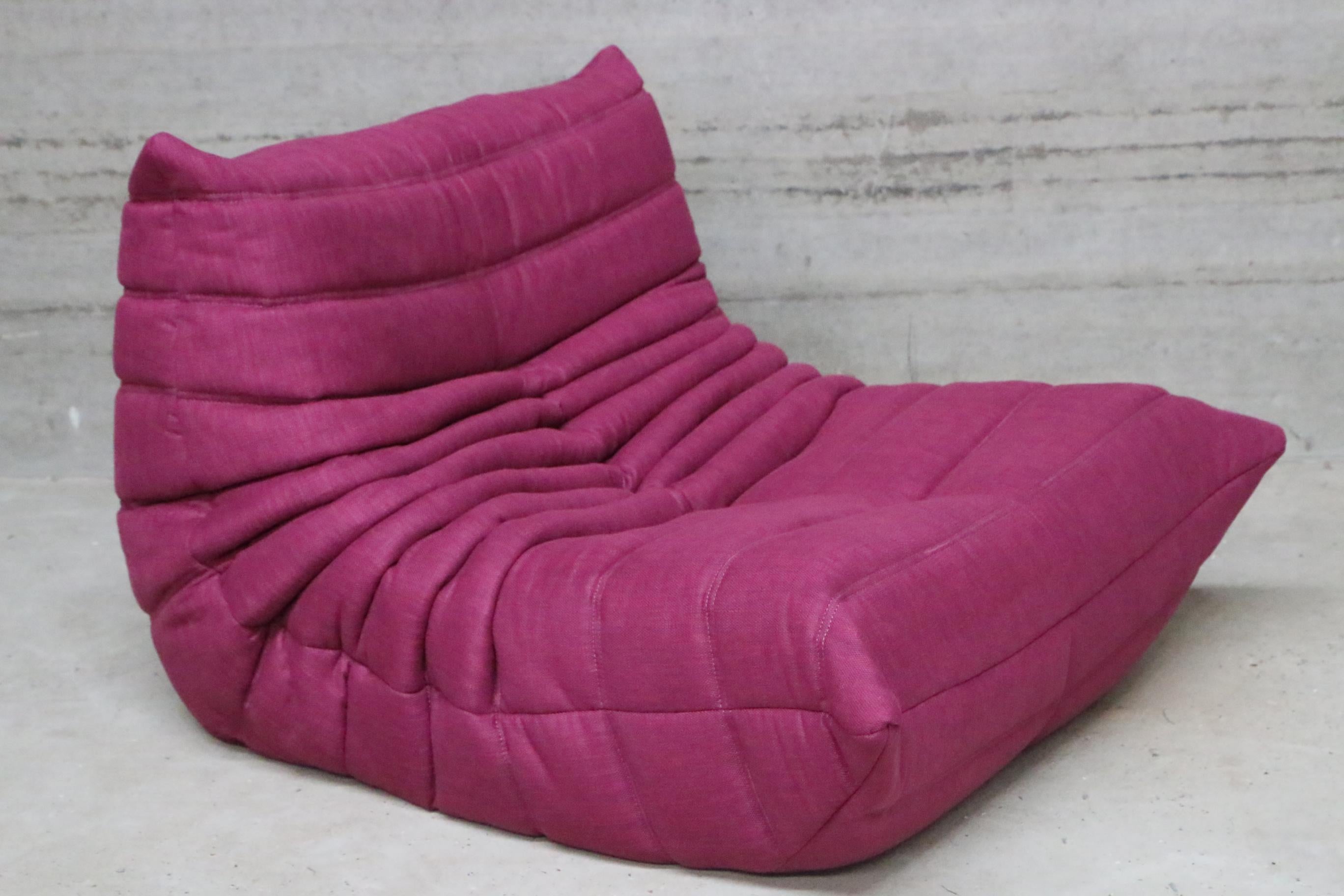 CERTIFIED Ligne Roset TOGO Lounge in Our Stain Free Plum Fabric, DIAMOND QUALITY For Sale 9