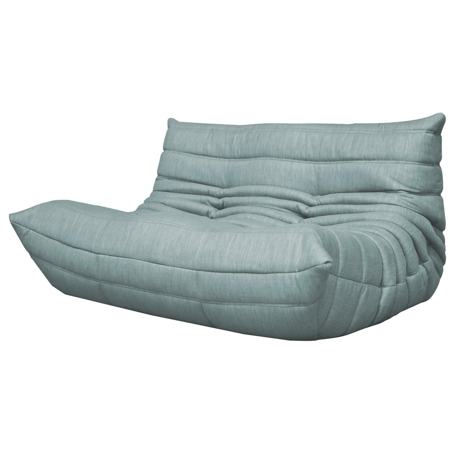 CERTIFIED Ligne Roset TOGO Loveseat in Durable "Celadon" Fabric, DIAMOND QUALITY For Sale