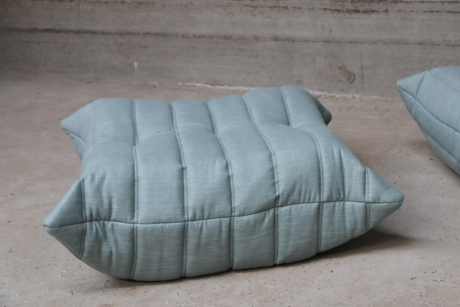 Iconic French vintage Pouf, beautifully reupholstered in our brand new, stain free, washable and very durable 