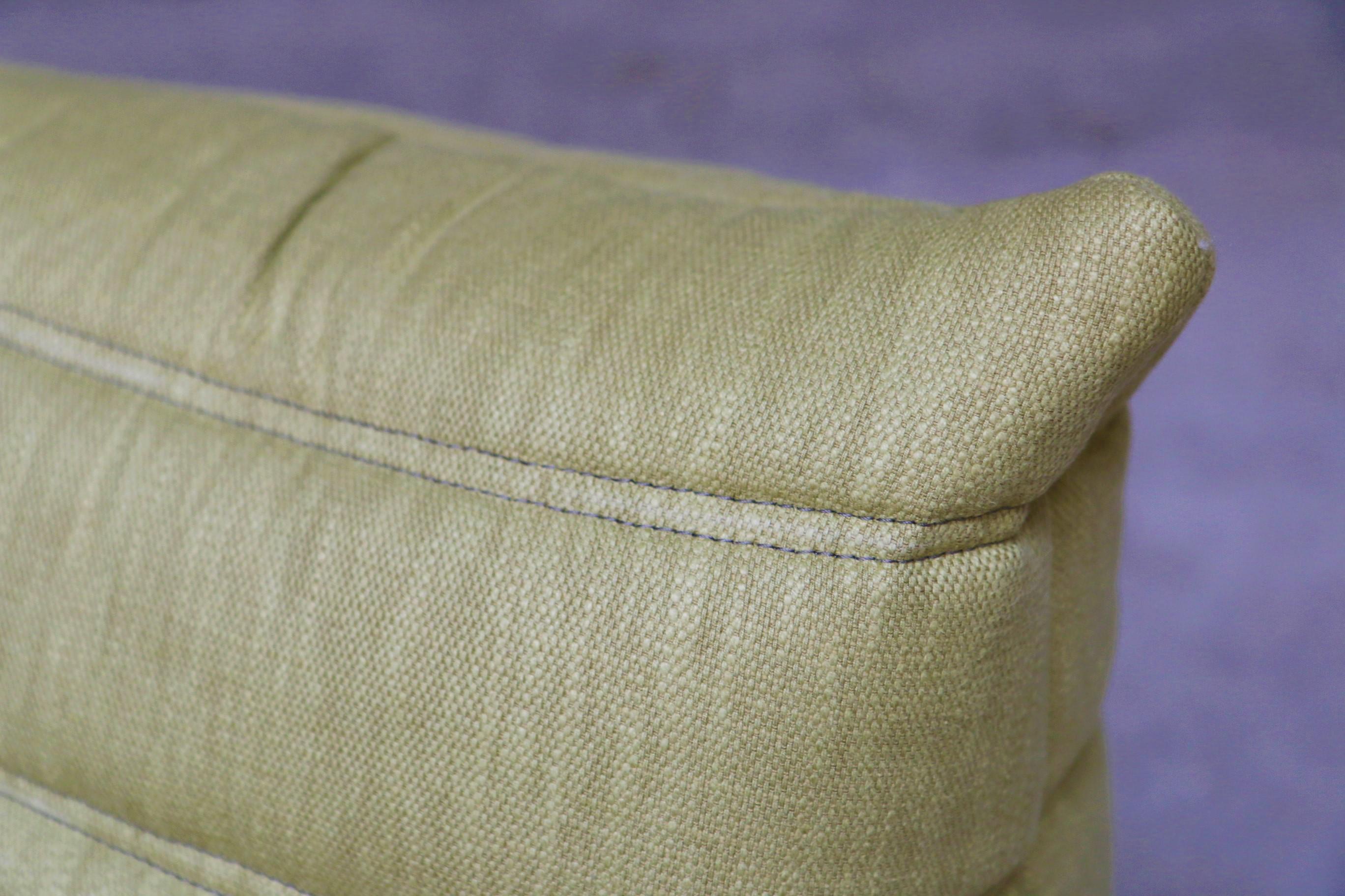 Late 20th Century CERTIFIED Ligne Roset TOGO Pouf in Stain Free Olive Fabric, DIAMOND QUALITY For Sale