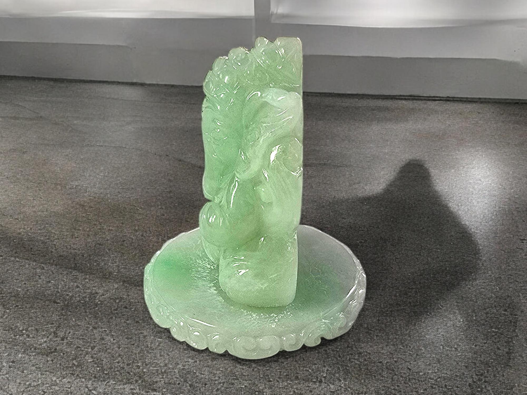 Certified Lord Ganesha Imperial Burmese A-Jadeite Carved Figurine Ornament For Sale 4