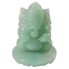 Certified Lord Ganesha Imperial Burmese A-Jadeite Carved Figurine Ornament