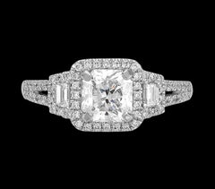 Certified Lucere - Modified Emerald 1.03ct Diamond Ring with Diamond Shoulders