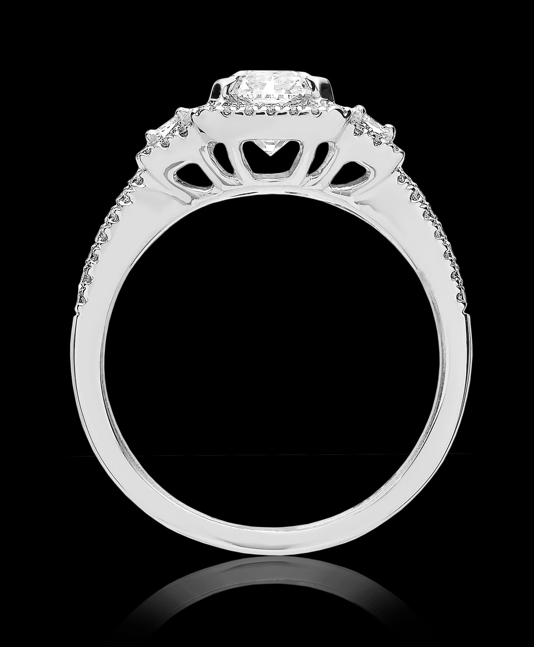 Certified Lucere - Modifizierter Smaragd 1,03ct Diamantring mit Diamantschultern (Carréschliff) im Angebot