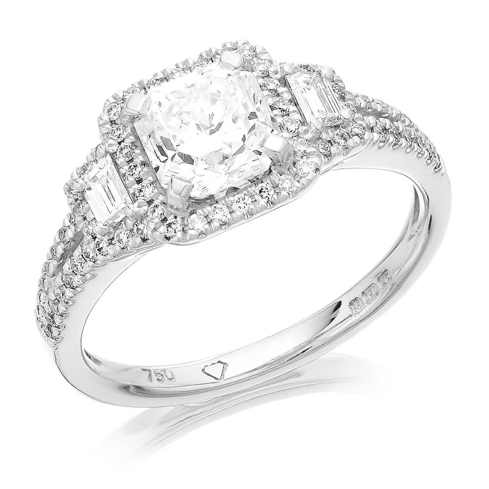 Certified Lucere - Modifizierter Smaragd 1,03ct Diamantring mit Diamantschultern im Zustand „Hervorragend“ im Angebot in London, GB